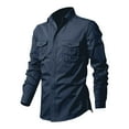 thumbnail image 1 of Bcfgryg Male Shirt Double Pocket Linen Long Sleeved Shirt Casual Vacation Shirt Men's Slim Fit Dress Shirts, 1 of 3