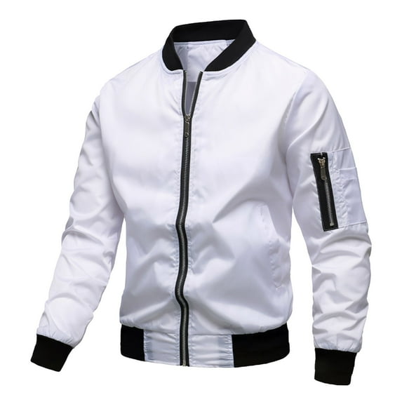 Bcfgryg Male Solid Color Autumn And Winter Long Sleeved Jacket With Windproof Zipper Cover Baseball Jacket Men's Cotton Casual Jackets For Travel