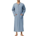 thumbnail image 1 of Bcfgryg Male Solid Color Button Long Sleeve Robe Pajamas Collarless Loungewear Mens Loungewear Sets 2-Piece, 1 of 5