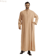 thumbnail image 1 of Bcfgryg Male Solid Color Long Sleeve Robe Arabic Clothes Middle Skirt Robe Big and Tall Shirts Yellow L, 1 of 4