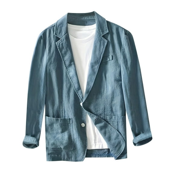 Bcfgryg Male Solid Color Quarter Sleeve Coat Lapel Pocket Multiple Buttons Men's Casual Shirts