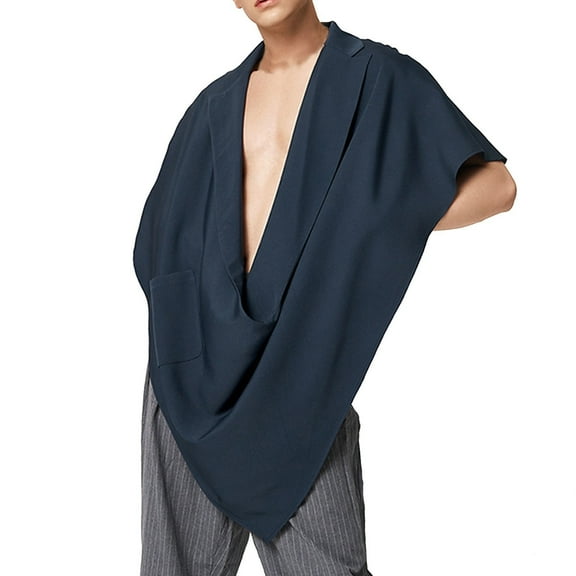 Bcfgryg Male Spring And Summer Trend Cloak Vest Sleeveless Vest Shirt Solid Color Lapel Street Casual Cloak Men's Sleeveless Jacket Vest