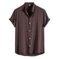 thumbnail image 1 of Bcfgryg Male Summer Casual Solid Shirt Tops Short Sleeve Stand Collar Pocket Shirt Men's Linen Shirts Summer, 1 of 5