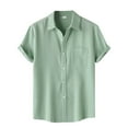 thumbnail image 1 of Bcfgryg Male Summer Hawaii Solid Shirt Short Sleeve Pocket Turn Down Button Shirt Business Shirts Men, 1 of 5