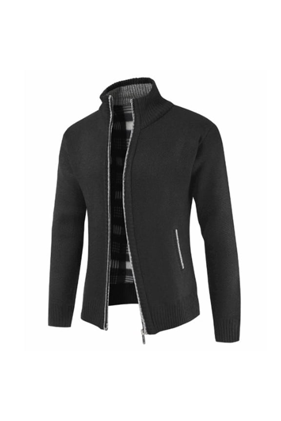 Male Sweater Jacket Loose Sweater Male Casual Knitted Cardigan Sweaters For Men Black XL