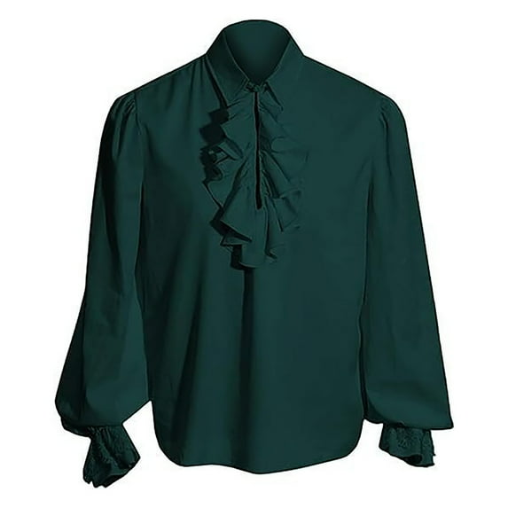 Bcfgryg Male Vintage Court Shirt Turn Down Hem Long Sleeve Puff Sleeve Shirt Big and Tall Men's Shirts