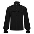 thumbnail image 1 of Bcfgryg Male Vintage Lace Shirt Hem Stand Collar Long Sleeve Fold Shirt Blouse Big and Tall Men's Shirts, 1 of 2
