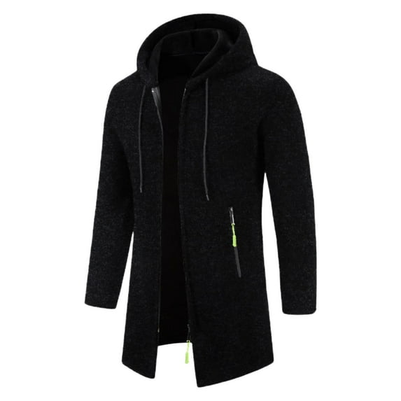 Bcfgryg Male Winter Fashion Sweater Jacket Long Sleeve Thick High Neck Soild Color Check Sweater Cardigan Jacket Cardigans For Men Black XXXL