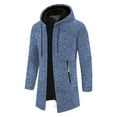 thumbnail image 1 of Bcfgryg Male Winter Fashion Sweater Jacket Long Sleeve Thick High Neck Soild Color Check Sweater Cardigan Jacket Cardigans For Men Blue L, 1 of 3