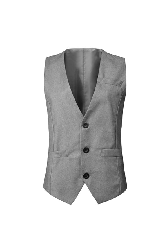 Me's V Neck Suit Casual Single Coat Slim Fit Vest Wedding Groom Man Dress Casual Business Suit Formal Suit Mens Coats Gray XL