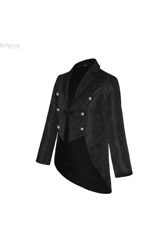 Medieval COS European And American Tuxedo Medieval Mes Jacket Windbreaker Mid Length Retro Big and Tall Shirts Black M