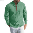thumbnail image 1 of Bcfgryg Style Men's Shirt Long Sleeve Casual Daily Wear Tunic Top With Drawstring Pure Color Soft Stretch Fabric For All Seasons Men Shirts Casual Green XXL, 1 of 5