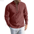 thumbnail image 1 of Bcfgryg Style Men's Shirt Long Sleeve Casual Daily Wear Tunic Top With Drawstring Pure Color Soft Stretch Fabric For All Seasons Men Shirts Casual Red L, 1 of 5