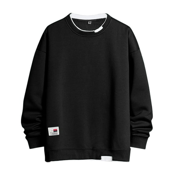 Bcfgryg Men Crewneck Sweatshirts Casual Winter Long Sleeve Loose Tops Oversized Big and Tall Sweashirt,Black L