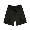 thumbnail image 1 of Bcfgryg Men Drawstring Casual Sports Shorts Solid Surfing Beach Pants Men's Cargo Shorts With Pockets Black L, 1 of 5