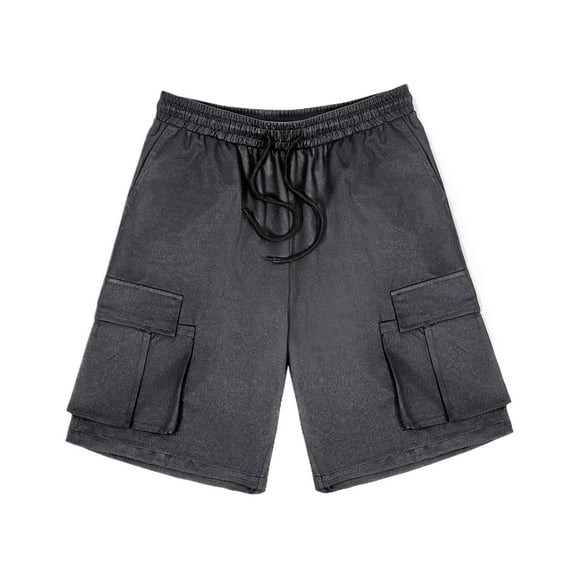 Bcfgryg Men Drawstring Casual Sports Shorts Solid Surfing Beach Pants Men's Cargo Shorts With Pockets Grey M