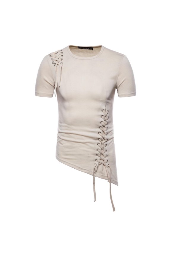 Men'S Fashion Spring And Summer Casual Short Sleeved T Shirt Tops Slim Irregular Design Braided Rope Short Sleeved T Shirt Men T-shirts