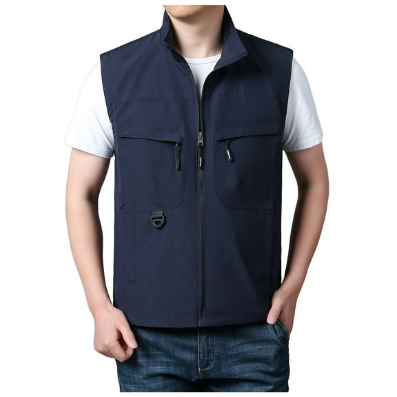 Bcfgryg Men S Jacket Vest Overalls Vest Pocket Outdoor Casual Plain Simple Slim Comfortable Jacket Men's Vest