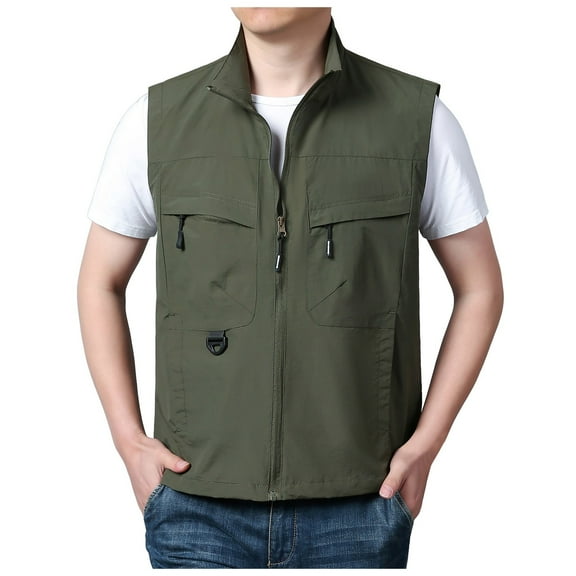 Bcfgryg Men S Jacket Vest Overalls Vest Pocket Outdoor Casual Plain Simple Slim Comfortable Jacket Men's Vest