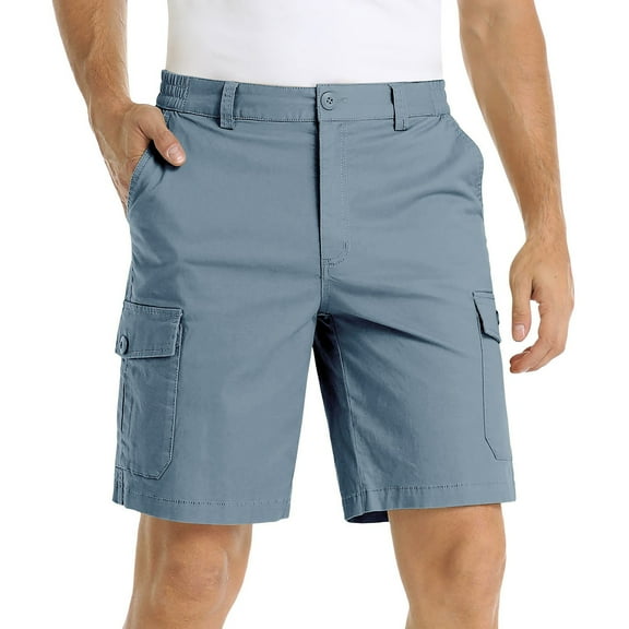 Bcfgryg Men'S Summer Shorts With Multiple Pockets For Comfort And Lightweight Twill Cotton Elastic Waist Casual Work Shorts Men’s Cargo Pants