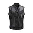 thumbnail image 1 of Bcfgryg Men'S Trendy Fashionable Cool And Handsome Zipper Button Motorcycle Casual Leather Vest Men's Work Vest, 1 of 5
