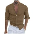 thumbnail image 1 of Bcfgryg Men Solid Color Cotton And Linen Casual Loose Sleeved Shirt Trend Top Men's Casual Shirts, 1 of 5