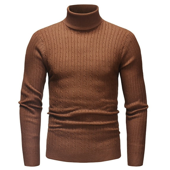 Bcfgryg Men Solid Color High Neck Dough Sweater Casual Loose Fashion Comfortable Trend Business Sweater Men Sweaters Brown XXXL