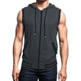 thumbnail image 1 of Bcfgryg Men Solid Color Hooded Sleeveless Vest Fitness Jacket Casual Loose Sports Breathable Comfortable Trendy Jacket Mens Coats Gray M, 1 of 5