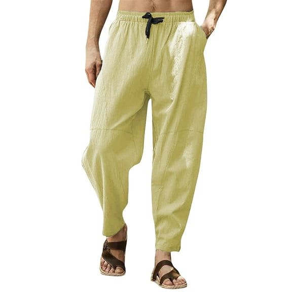 Bcfgryg Men Spring And Summer Pant Casual All Match Solid Color Loose Trouser Fashion Beach Pant Men's Casual Pants