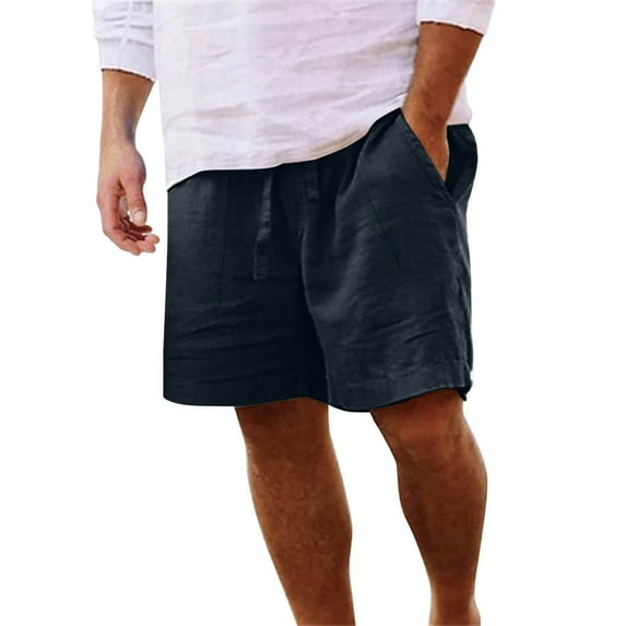 Bcfgryg Men Spring And Summer Pant Casual All Solid Color Painting Loose Plus Size Trouser Fashion Beach Pockets Short Men's Cargo Shorts With Pockets Navy XXL