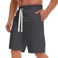 thumbnail image 1 of Bcfgryg Men Summer Casual Athletic Beach Shorts Solid Drawstring Sports Workout Shorts With Pockets Men's Linen Shorts For Summer Travel GY1 L, 1 of 5