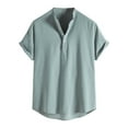 thumbnail image 1 of Bcfgryg Men Summer Printed Top Shirt Collar Cotton And Linen Fashion Top Casual Loose Short Sleeved Shirt Blouse Big and Tall Men's Shirts, 1 of 3