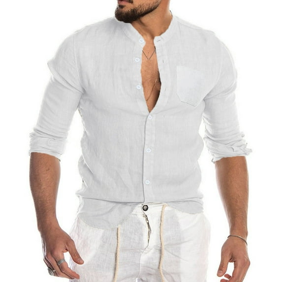 Bcfgryg Men Top Buttons Sport Casual Shirt Slim Fit Dress Shirts Men White