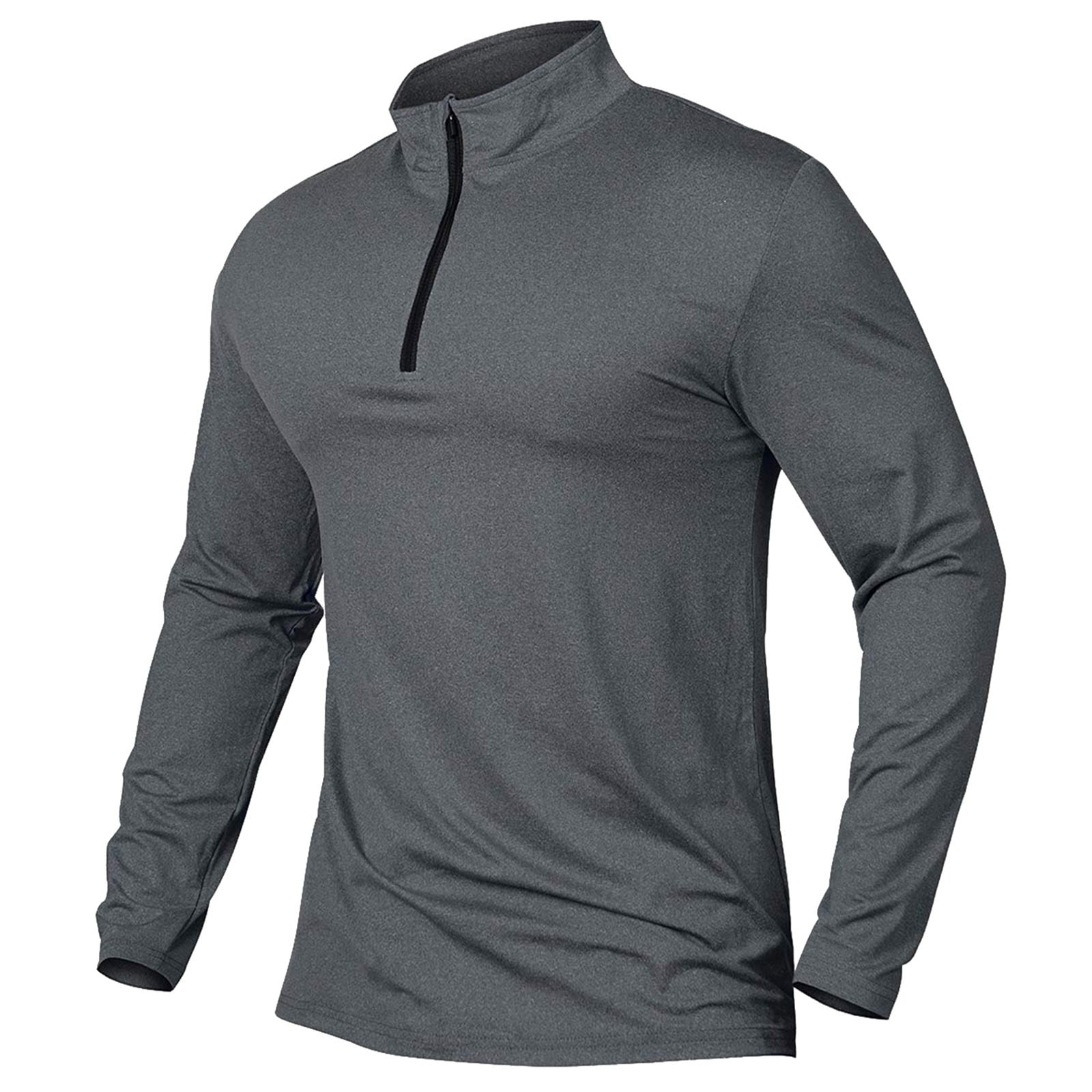 Bcfgryg Men's Active Sports Shirts Quarter Zip Long Sleeve Running ...