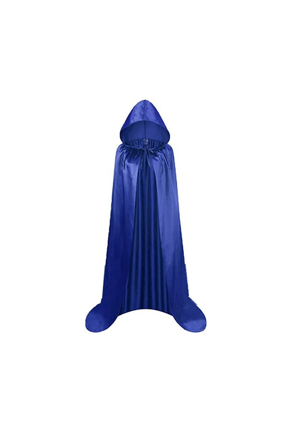 Men's Anorak Cape Satin Cloak With Hooded Stand Collar Gothic For Adults And Kids Men's Winter Coat Blue 110/s