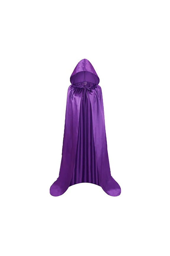 Men's Anorak Cape Satin Cloak With Hooded Stand Collar Gothic For Adults And Kids Men's Winter Coat Purple 110/s