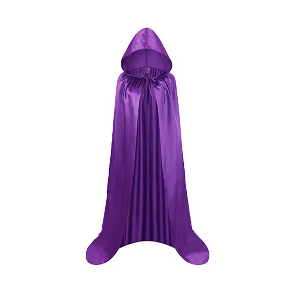 Bcfgryg Men's Anorak Cape Satin Cloak With Hooded Stand Collar Gothic For Adults And Kids Men's Winter Coat Purple 130/m