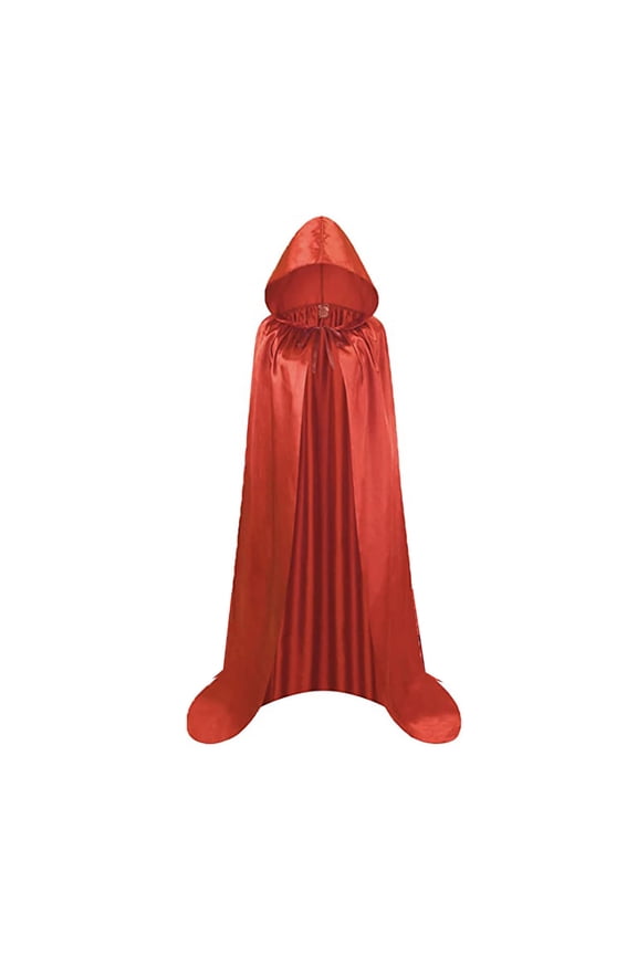 Men's Anorak Cape Satin Cloak With Hooded Stand Collar Gothic For Adults And Kids Men's Winter Coat Red 110/s