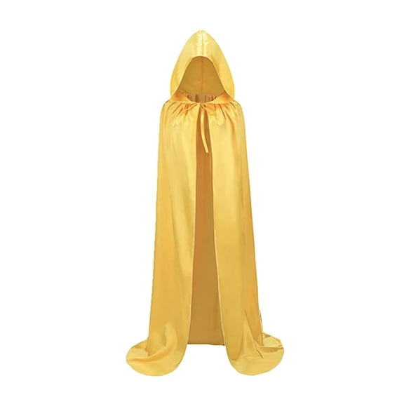 Bcfgryg Men's Anorak Cape Satin Cloak With Hooded Stand Collar Gothic For Adults And Kids Men's Winter Coat Yellow 130/m