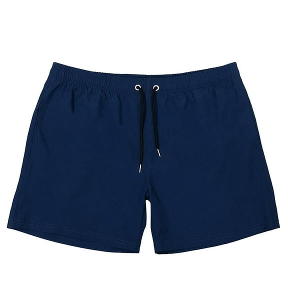 Bcfgryg Men's Athleisure Loose Solid Color Quick Drying Beach Shorts Men's Shorts For Swimming Blue M