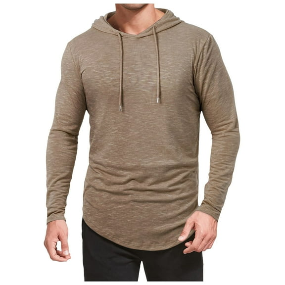 Bcfgryg Men's Athletic Hooded Shirts Long Sleeve Workout Sport Hoodie Casual Running T Shirt Pullover Top Men’s T-shirts