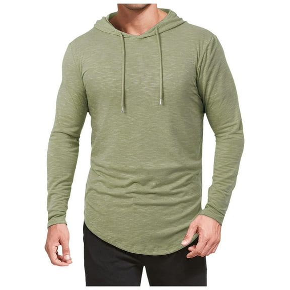 Bcfgryg Men's Athletic Hooded Shirts Long Sleeve Workout Sport Hoodie Casual Running T Shirt Pullover Top Men’s T-shirts