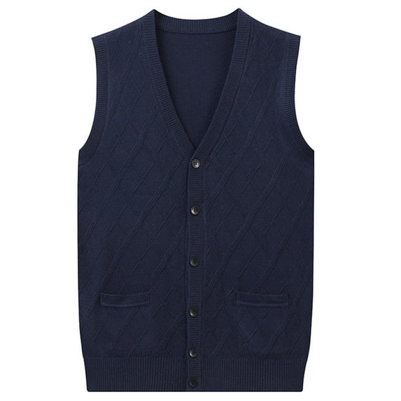 Bcfgryg Men's Autumn And Winter Comfort Business Sleeveless Casual Plush Vest Vest V Neck Knitted Diamond Check Lightweight Men's Vest
