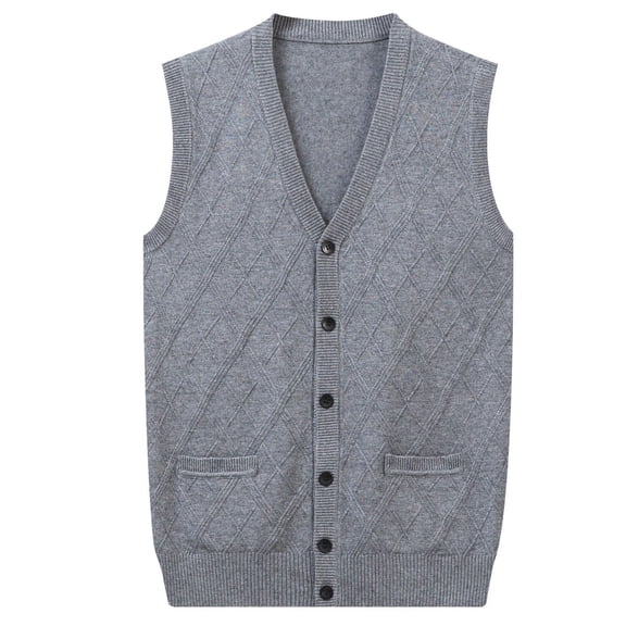 Bcfgryg Men's Autumn And Winter Comfort Business Sleeveless Casual Plush Vest Vest V Neck Knitted Diamond Check Lightweight Men's Vest