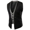 thumbnail image 1 of Bcfgryg Men's Autumn And Winter New Trend Stitching Two Piece Casual Vest Vest Men's Jacket Black L, 1 of 3