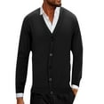 thumbnail image 1 of Bcfgryg Men's Autumn And Winter Solid Color Button Casual Loose Knit Cardigan Men's Lightweight Jacket Black L, 1 of 5