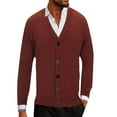 thumbnail image 1 of Bcfgryg Men's Autumn And Winter Solid Color Button Casual Loose Knit Cardigan Men's Lightweight Jacket Red XXL, 1 of 5