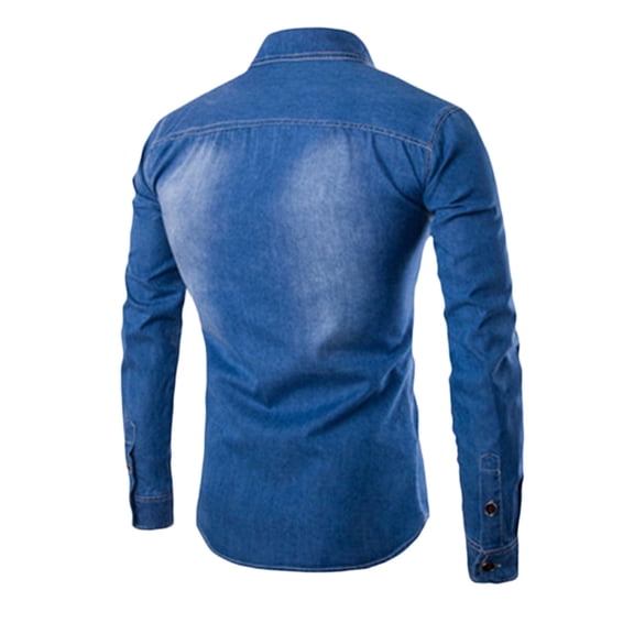 Bcfgryg Men's Autumn Casual Fashion Slim Fit Denim Cotton Long Sleeve Shirt Top Blouse Men's Casual Shirts