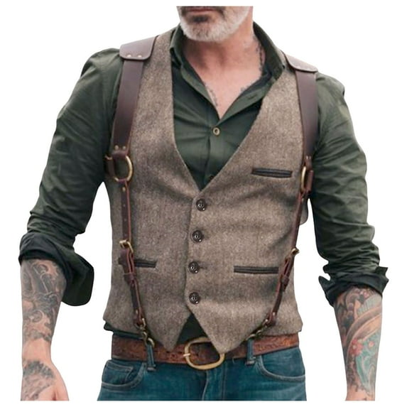 Bcfgryg Men's Autumn Retro Single Vest Fashion Suit Vest Vest for Men