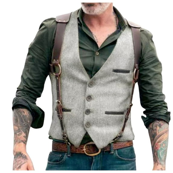 Bcfgryg Men's Autumn Retro Single Vest Fashion Suit Vest Vest for Men